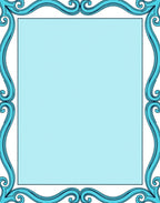 Aqua Swirls Decorative Border Rug