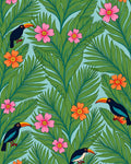 Tropical Toucan Floral Leaf Pattern Rug