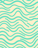 Aqua Wave Cream Pattern Rug
