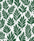 Dark Green Leaf Pattern Rug