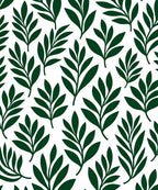 Dark Green Leaf Pattern Rug