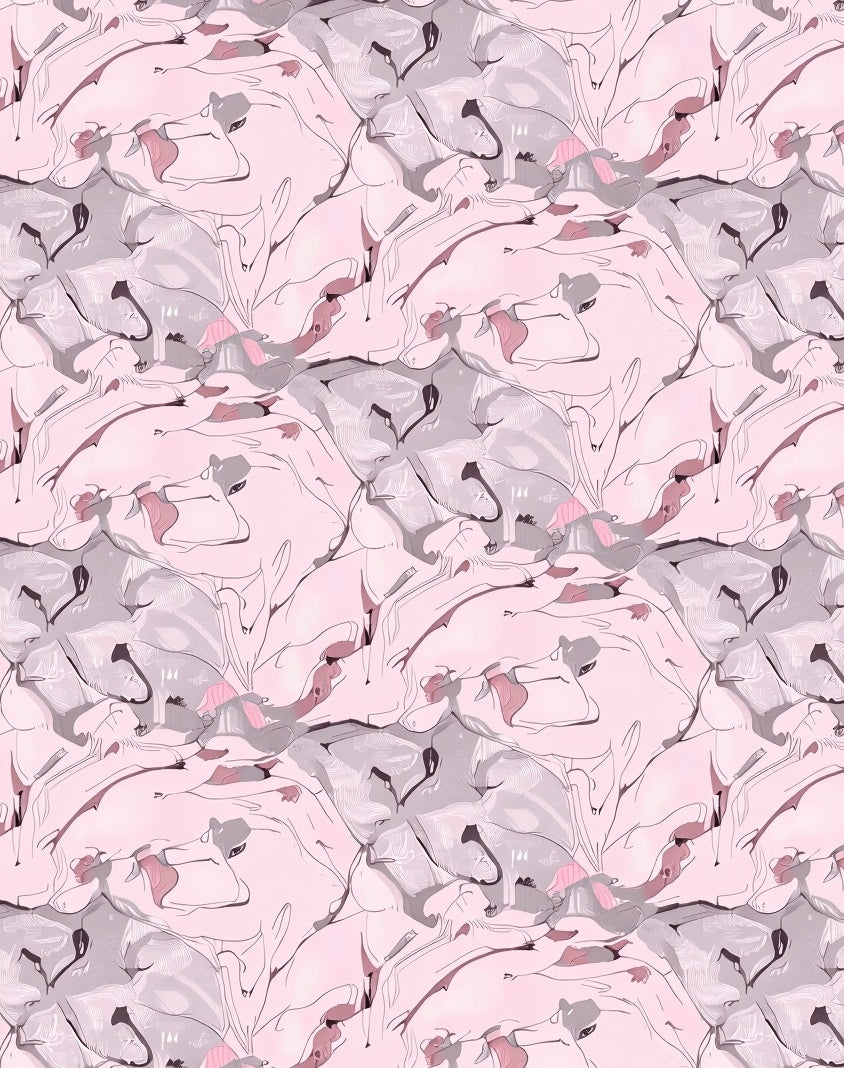 Soft Pink Whimsical Swirl Composition Rug