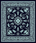Elegant Teal Filigree Square Design Rug