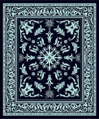 Elegant Teal Filigree Square Design Rug