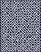 Abstract White Navy Organic Pattern Rug