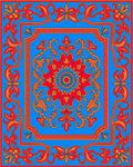 Vibrant Red Gold Floral Medallion Rug