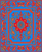 Vibrant Red Gold Floral Medallion Rug