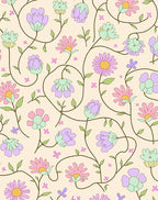 Pastel Floral Vine Pattern Rug