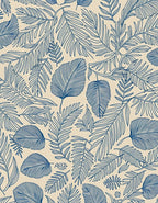 Blue Palm Leaf Pattern Rug
