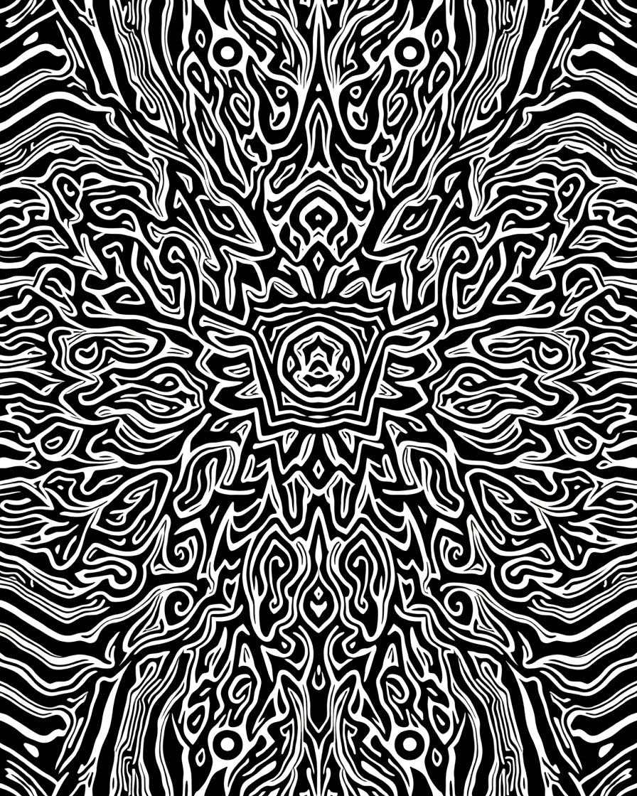 Abstract Black White Organic Pattern Rug