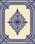 Intricate Dark Blue Floral Medallion Design Rug
