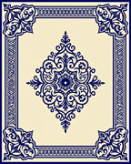 Intricate Dark Blue Floral Medallion Design Rug