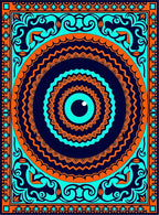 Vibrant Geometric Eye Mandala Pattern Rug