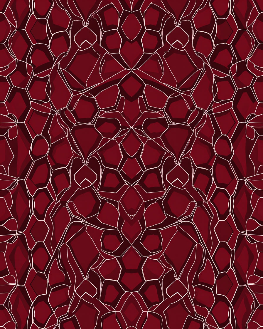 Deep Red Abstract Geometric Pattern Rug
