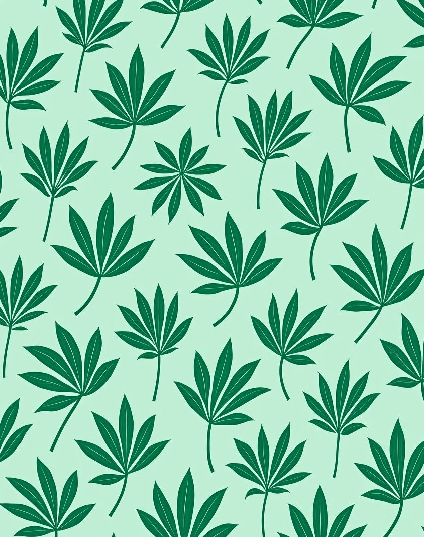 Green Leaf Pattern Print Rug