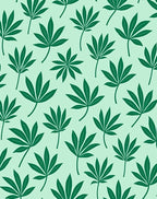 Green Leaf Pattern Print Rug
