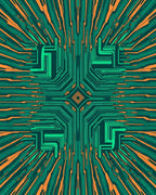 Circuit Board Geometric Pattern Design Rug