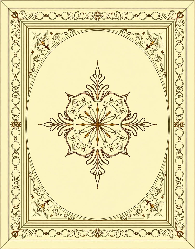 Cream Brown Ornate Floral Medallion Rug