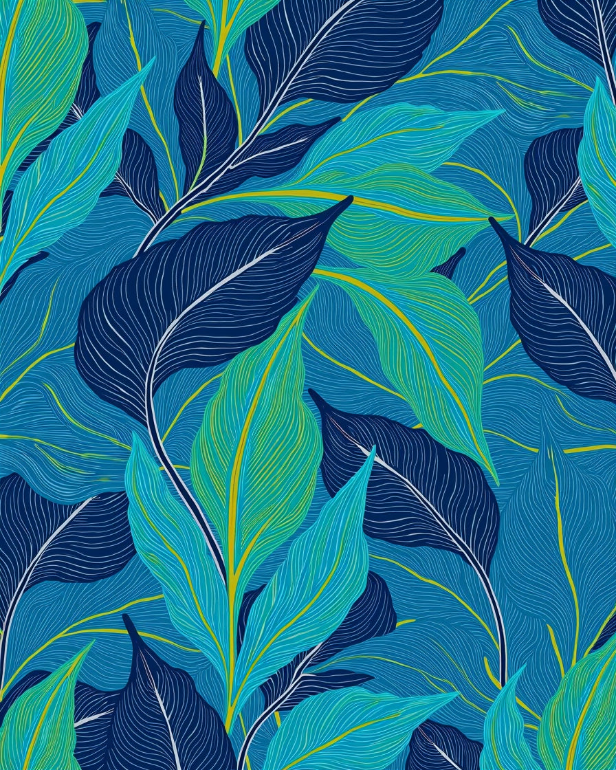 Tropical Leaf Pattern Rug