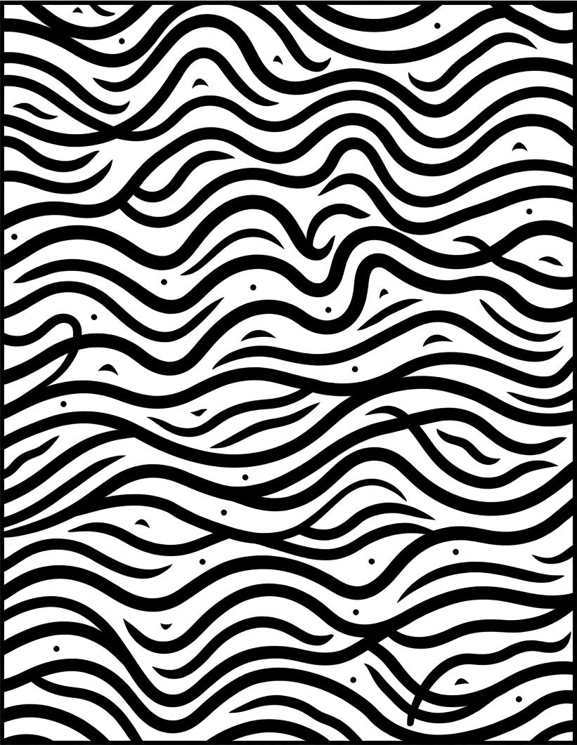 Modern Wavy Black White Design Rug