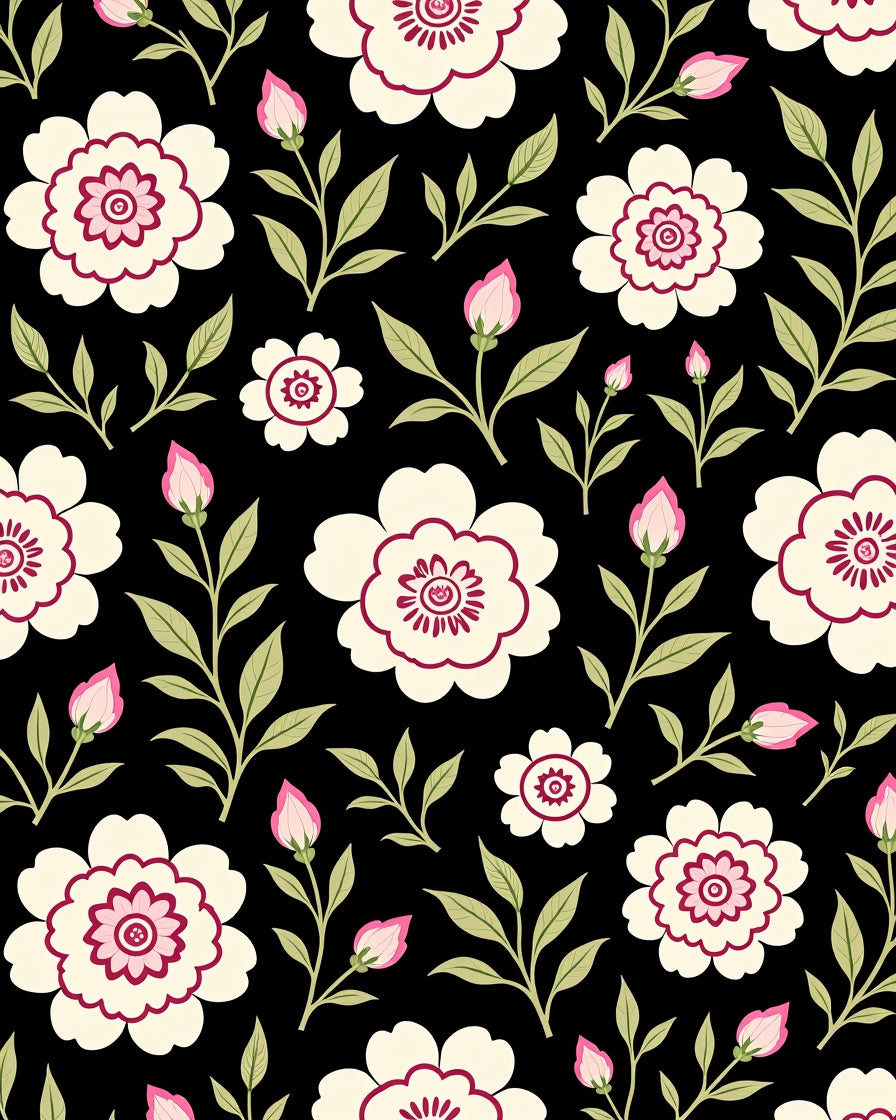 Bold Floral Pattern With Pink Accents Rug
