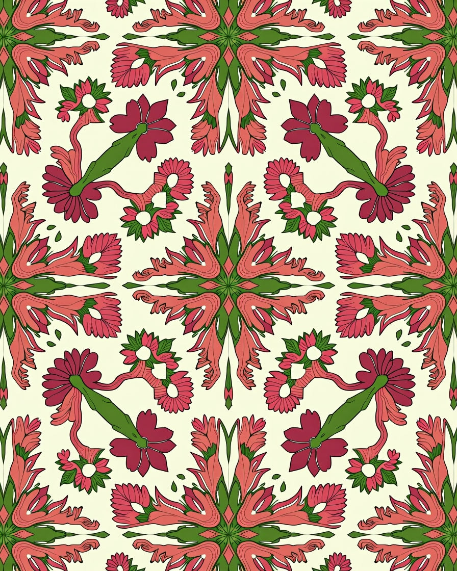 Floral Medallion Symmetry Design Rug