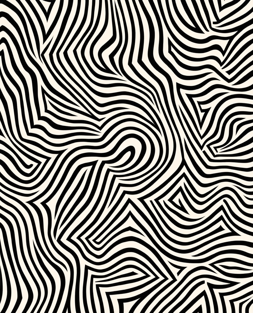 Abstract Black Cream Striped Pattern Rug