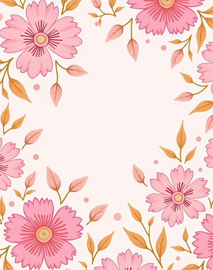 Pink Floral Botanical Pattern Rug