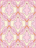 Pink Floral and Quatrefoil Pattern Rug