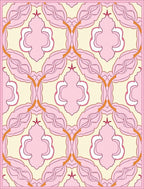 Pink Floral and Quatrefoil Pattern Rug