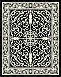Intricate Black Ivory Damask Pattern Rug