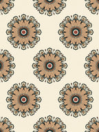 Warm Tone Floral Medallion Pattern Rug