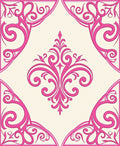Bright Pink Corner Scroll Medallion Rug