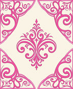 Bright Pink Corner Scroll Medallion Rug