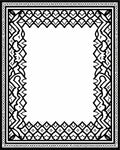 Intricate Black White Geometric Scroll Border Rug