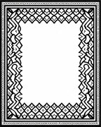 Intricate Black White Geometric Scroll Border Rug
