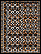 Bold Orange And White Floral Pattern Rug