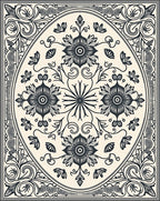 Oval Floral Classic Design Rug