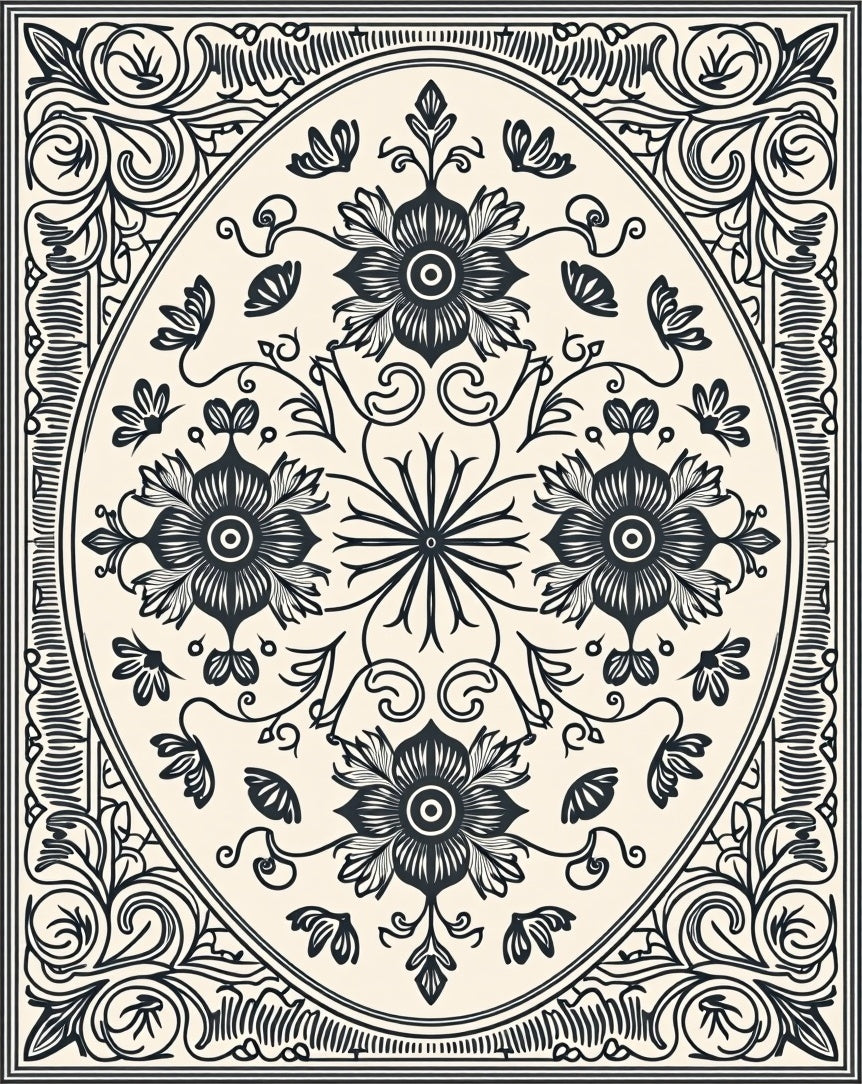 Oval Floral Classic Design Rug