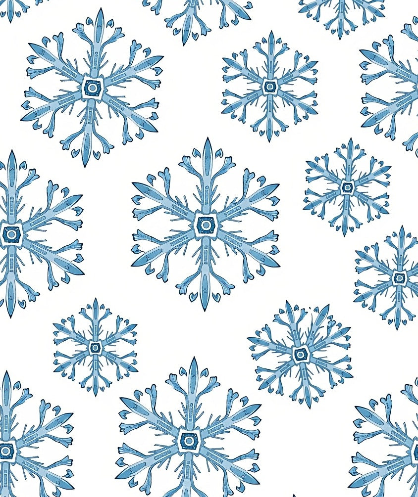 Light Blue Snowflake Winter Collage Rug