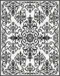 Intricate Black White Floral Scroll Rug