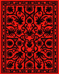Bold Red Floral Vine Design Rug