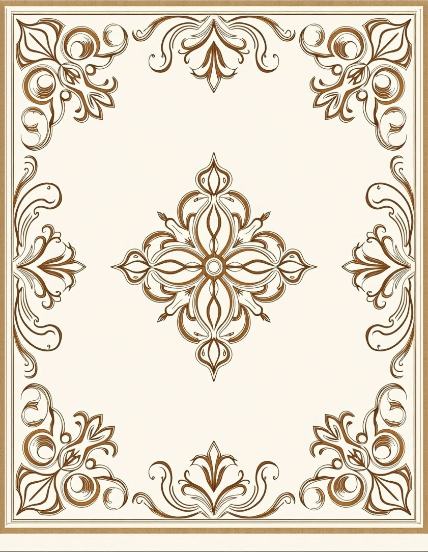 Elegant Brown Scrollwork With Center Medallion Rug