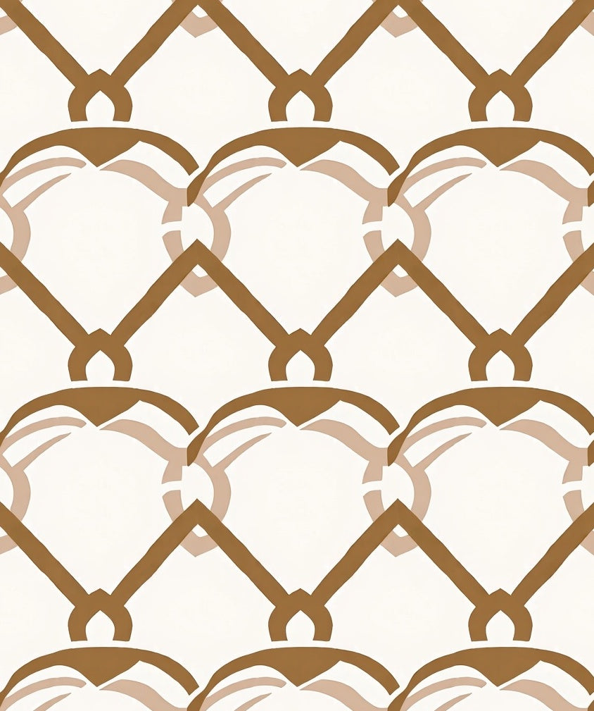 Brown Interlocking Trellis Pattern Rug