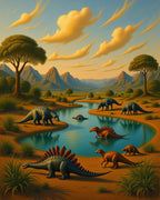 Prehistoric Scene River Valley Rug