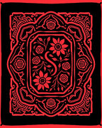 Floral Intricate Red Black Design Rug