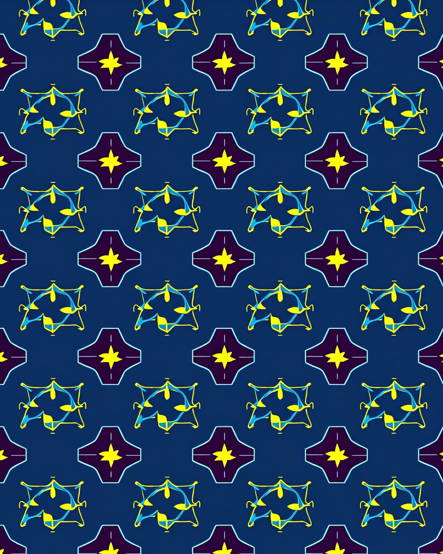 Bold Blue Yellow Abstract Stars Rug