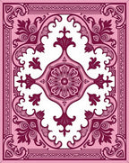 Dainty Pink Floral Medallion Frame Rug