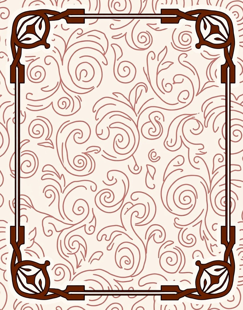 Ornate Swirl Patterned Border Rug