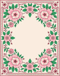 Sweet Pink Floral Garland Border Rug